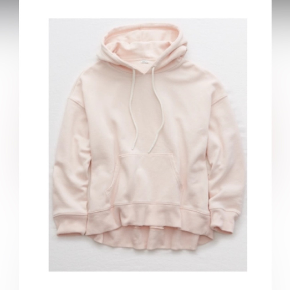 Aerie weekend oversized hoodie in cheeky peach (light pink), size medium